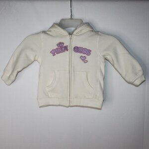 WONDER KIDS PRINCESS FULL ZIP UP HOODED SWEATSHIRT SZ 24 MONTHS CREAM PINK PURPL